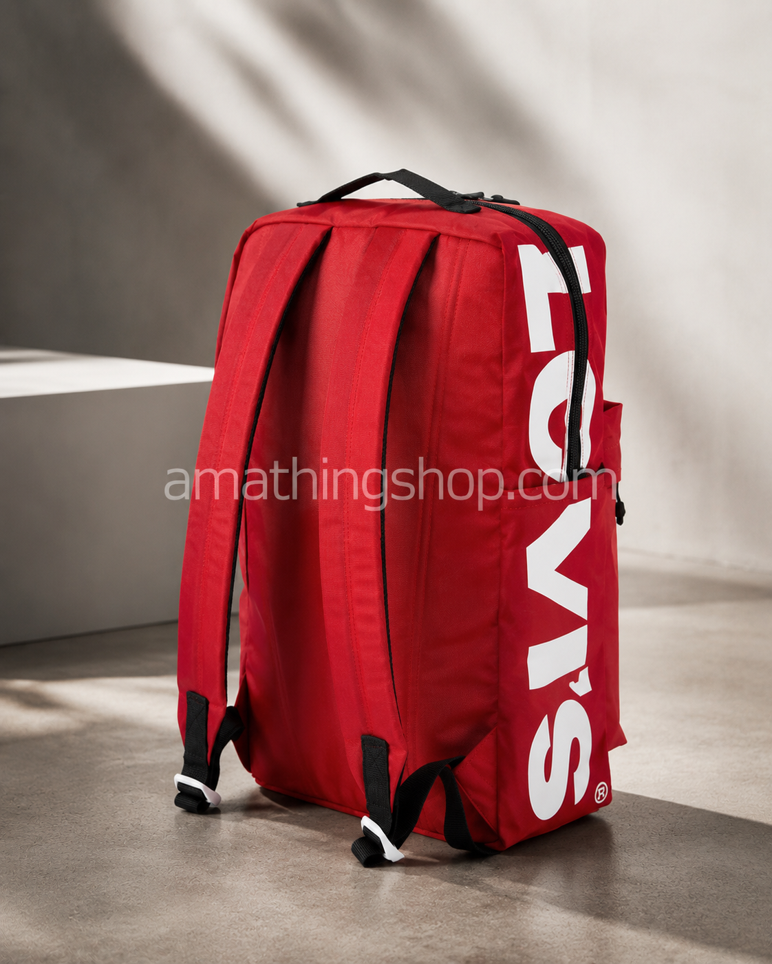 Mochila Levi’s roja 25L con compartimento portátil 15 pulgadas para universidad, viaje y uso urbano