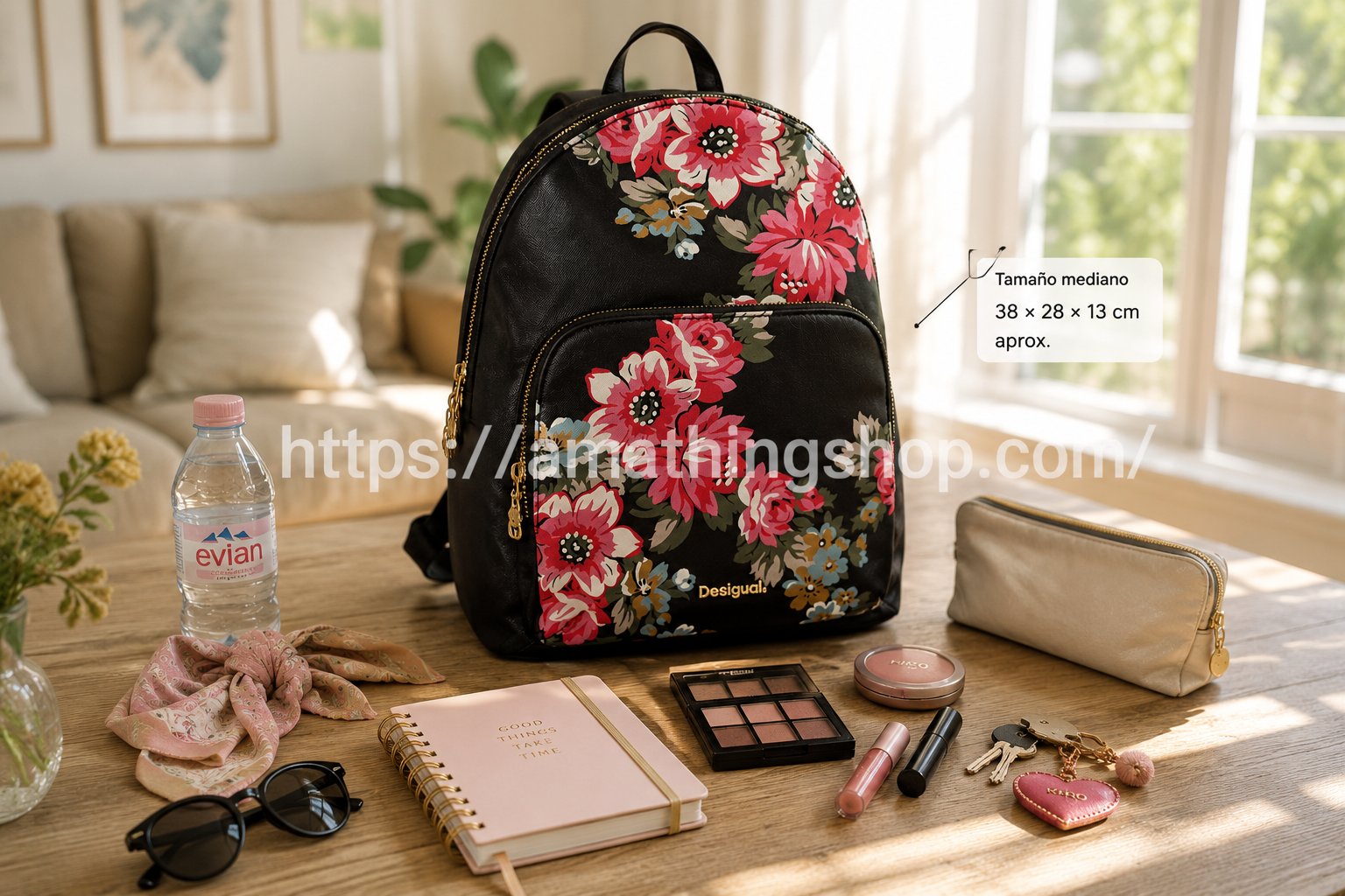 Mochila Desigual Lima Travel Mujer Floral – Capacidad y Tamaño 38x28x13 cm Mochila Desigual Lima Travel floral negra mujer 38x28x13 cm con accesorios de uso diario