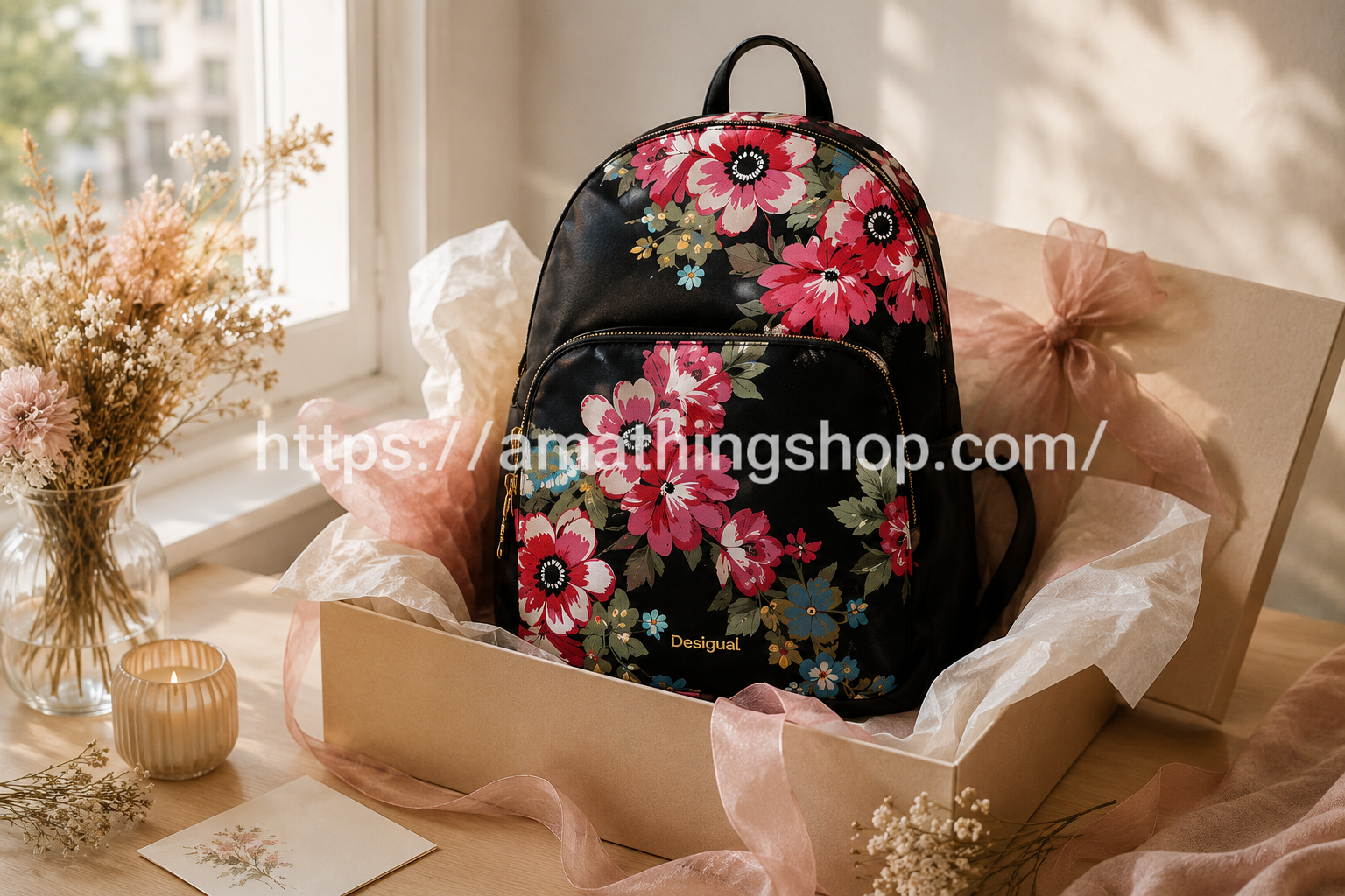 Mochila Desigual Lima Travel Floral Mujer – Regalo Original Mochila Desigual Lima Travel floral negra presentada como regalo original para mujer
