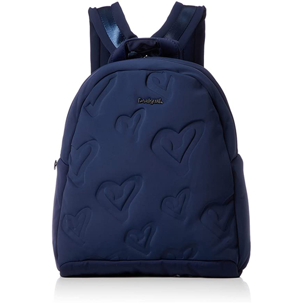 Mochila Desigual azul con corazones grabados modelo Simoneta Venice