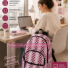 Mochila portátil mujer Vans rosa checkerboard grande ideal para trabajo universidad y portátil