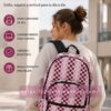 Mochila Vans rosa checkerboard grande para mujer con estilo urbano casual ideal para universidad viaje y uso diario