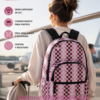Mochila Vans rosa checkerboard grande para mujer ideal para viaje aeropuerto escapadas y portátil