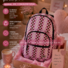 Mochila Vans rosa checkerboard presentada como regalo original para mujer estilo aesthetic