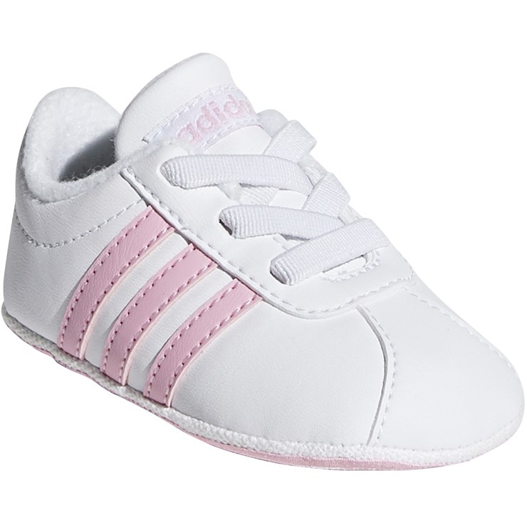 zapatillas bebé adidas blancas con rayas rosas primeras zapatillas niña suaves y cómodas