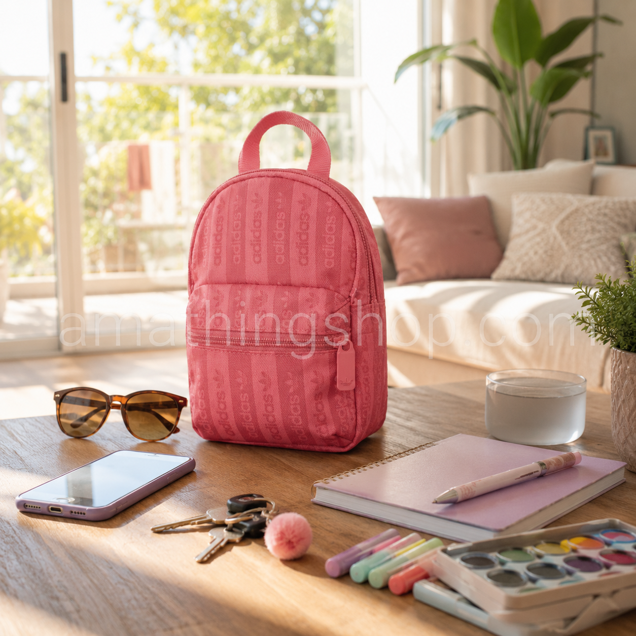 Mini mochila Adidas BP RYV rosa para mujer y adolescente, compacta de 4 litros para paseo, viaje y uso diario