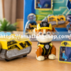 Paw Patrol Rubble Mission Paw Mini Miner con figura, vehículo perforador amarillo y tarjeta de misión
