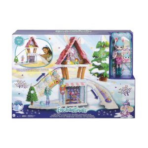 ENCHANTIMALS - Chalet de Esquí GRW92 con Muñeca Bevy Bunny y Jump – 5 áreas de juego