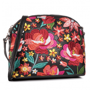 Bolso Desigual floral bordado pequeño fondo negro Concordia Deia mujer