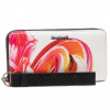 Monedero Desigual Fiona Unbreakable blanco grande con estampado artístico multicolor y cierre de cremallera perimetral.