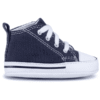 Zapatillas Converse First Star para bebé en azul vaquero - Edición limitada Zapatillas Converse Baby All Star First Star Hi color azul vaquero modelo 88865 con lona flexible y cierre de cordones para bebé.