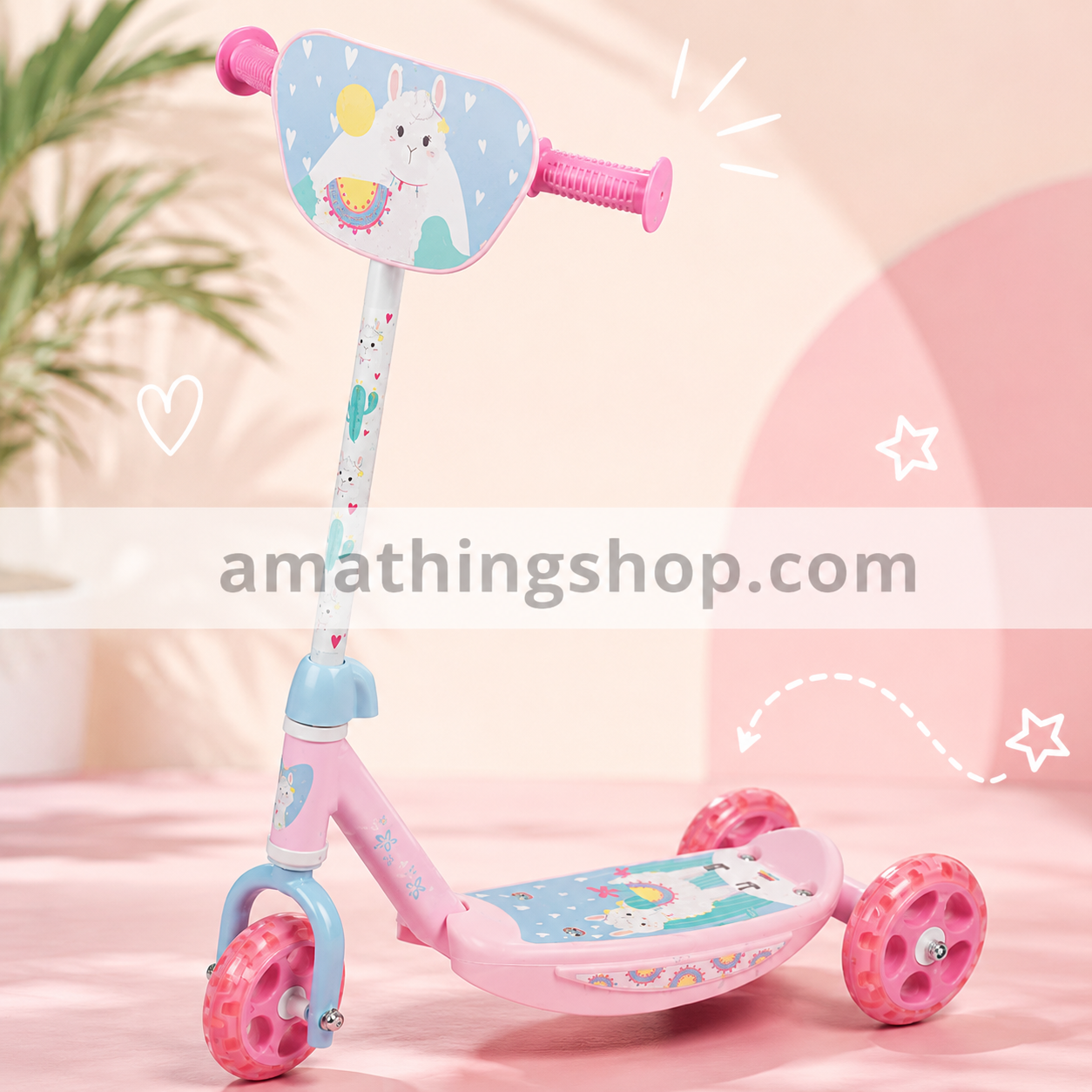 Patinete infantil rosa de 3 ruedas SAICA Sweet Rosa con diseño premium y ruedas grandes para niñas pequeñas