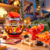 Huevo sorpresa ZURU Smashers Mini Light Up Dino junto a dinosaurio rojo y slime naranja sobre una mesa en habitación infantil