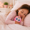 Niña durmiendo abrazando el Distroller Neonato Uñicorñita Original de la colección Ñeoñitos mostrando el tamaño real del peluche unicornio oficial.