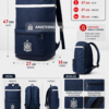 Mochila azul grande inspirada en la selección española con medidas 47 x 27 x 16 cm