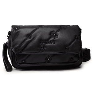 Bolso Desigual Tromso Ojo de Tigre negro para mujer con diseño bordado y formato bandolera elegante.
