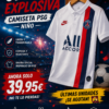 Camiseta estilo PSG blanca infantil en promoción limitada con diseño deportivo para fans del fútbol europeo.