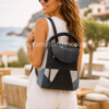 mochila bolso mujer desigual negra azul 2 en 1 ideal para viajar ligera y uso diario comoda elegante