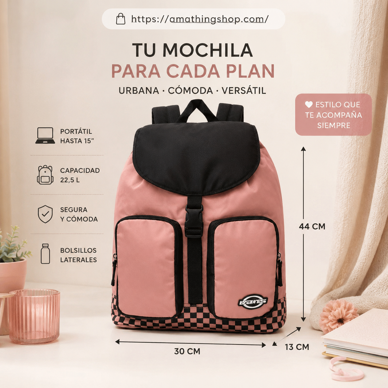 Mochila Vans mujer rosa Geomancer II lifestyle urbana y casual Mochila Vans Geomancer II Rose Dawn rosa mujer para universidad, viajes y uso diario