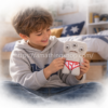 Niño jugando con Fuggler Annoyed Alien gris de 3 ojos Budgie Edition 22 cm