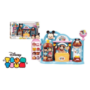 Playset Disney Tsum Tsum tienda de juguetes con figuras Mickey y Alicia en diseño colorido para niñas