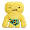 Peluche Fuggler Squidge amarillo de 22 cm con calzoncillos de patitos y dientes humanos en caja original.