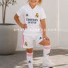 Niña con conjunto Real Madrid Adidas 2020 2021 blanco rosa FQ7487 talla 110 con camiseta pantalón y medias oficiales infantiles