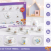 Juego de té Paw Patrol de 13 piezas para niños, con caja original, tetera, tazas, platillos, jarra y azucarero, presentado como regalo infantil para juego simbólico y meriendas imaginarias.