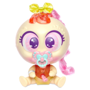 Distroller Jip Jip Filin amarillo original con chupón, lazo rosa y diseño de neonato interactivo