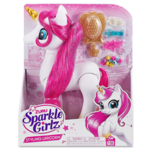 Unicornio ZURU Sparkle Girlz para peinar con melena rosa extra larga y accesorios de peinado en caja de regalo.