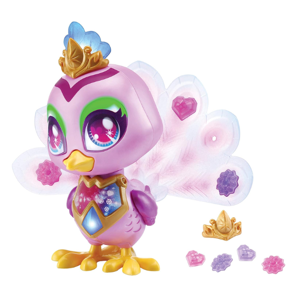 Mascota interactiva VTech Sparklings Iris pavo real con luces LED y maquillaje mágico para niños