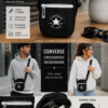Poster bandolera Converse negra crossbody lifestyle urbano Póster collage lifestyle de bandolera Converse negra crossbody con hombre y mujer en ambiente urbano.