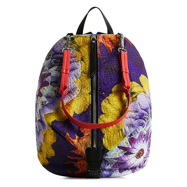 Mochila desigual mujer mini Scarlet Viana convertible en bolso de hombro con estampado floral multicolor de diez litros.