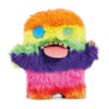Peluche Fuggler Oogah Boogah multicolor con lengua fuera y ojos de botón en su caja original.
