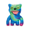 Peluche Fuggler Sir Belch con patrón tie dye multicolor, lengua rosa y dientes humanos en su caja original.