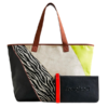 Bolso Desigual Shopper Namibia Grande original para mujer con diseño patchwork y estampado cebra