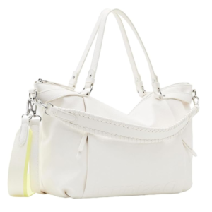 Bolso Desigual blanco grande Libia Half Logo mujer elegante trabajo edición limitada