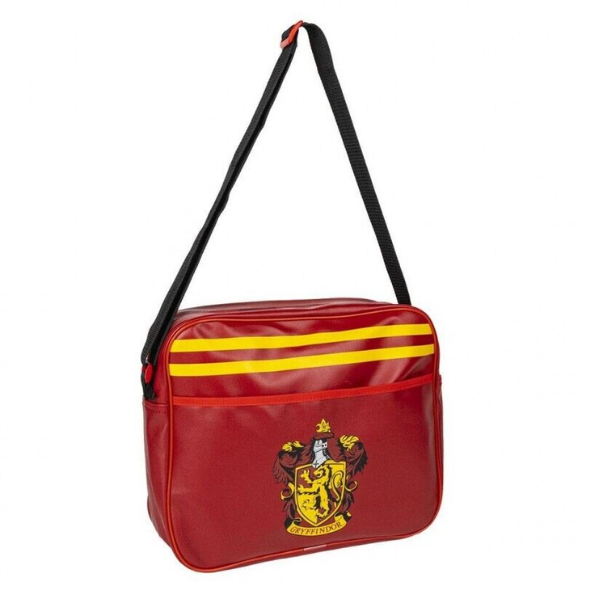 Mochila bandolera roja oficial Harry Potter Gryffindor con escudo y correas negras