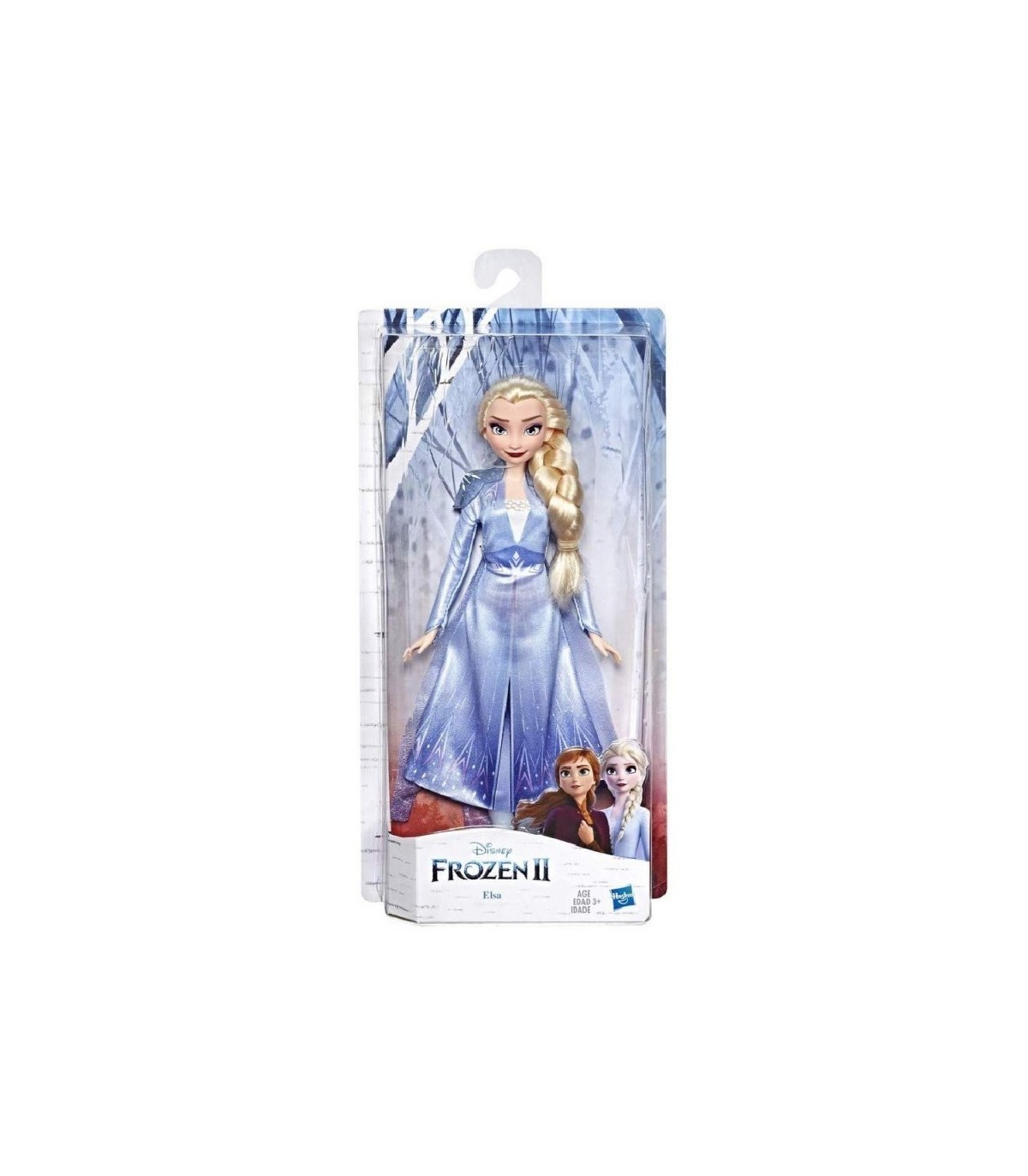 Muñeca Elsa Frozen 2 Disney 30 cm con vestido azul y cabello largo trenzado
