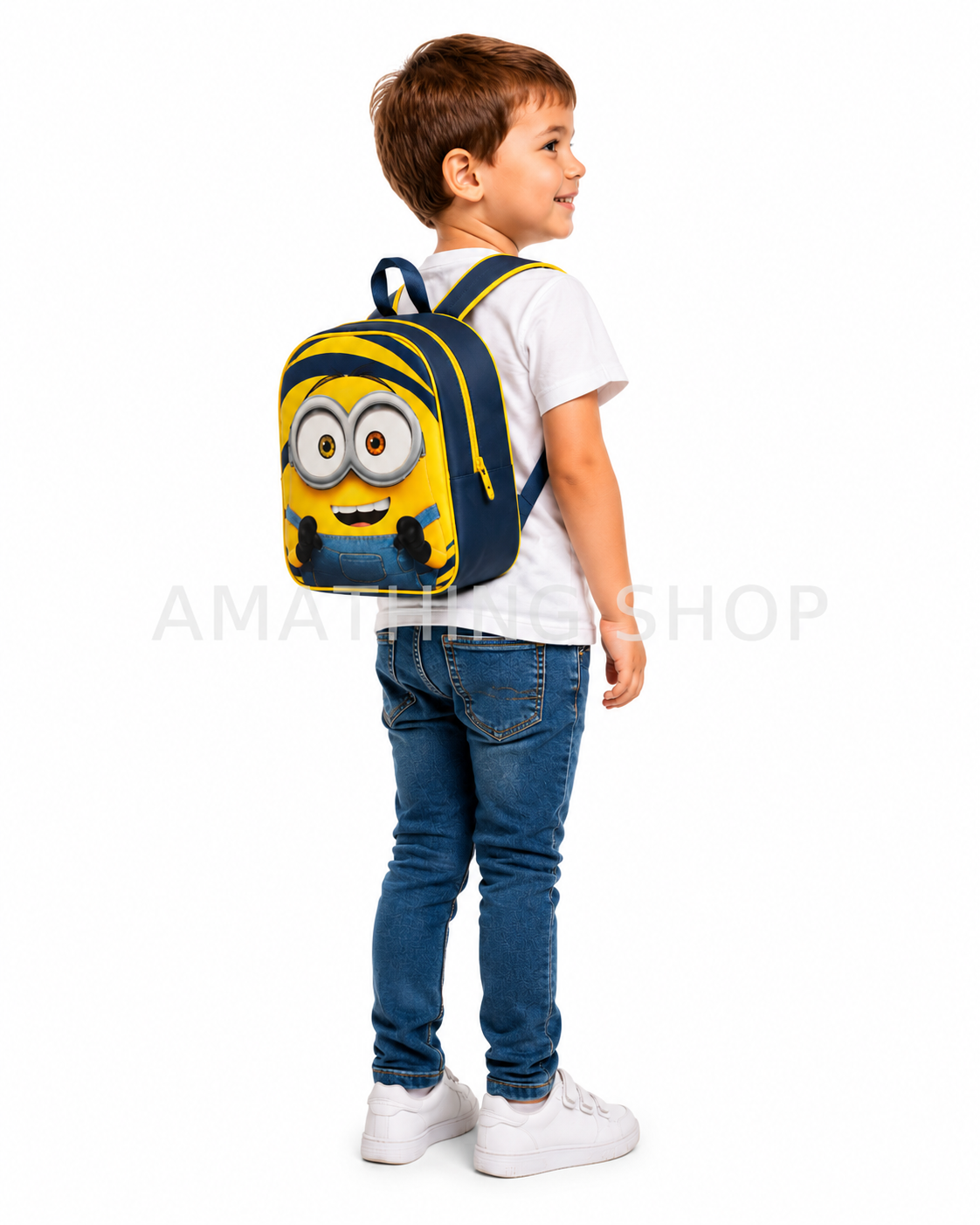Mochila Minions Bob 3D infantil para niño Niño con mochila Minions Bob 3D infantil amarilla para guardería