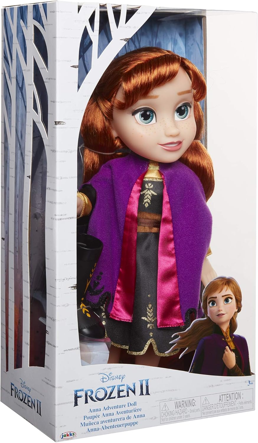 Caja de la Muñeca Anna Frozen 2 - Vista de Primer Plano Juguete coleccionable frozen 2 anna jakks pacific en caja de frente de diario.