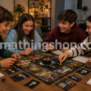 Cuatro adolescentes jugando a Cluedo Mentiroso Hasbro, juego de mesa de misterio y deducción