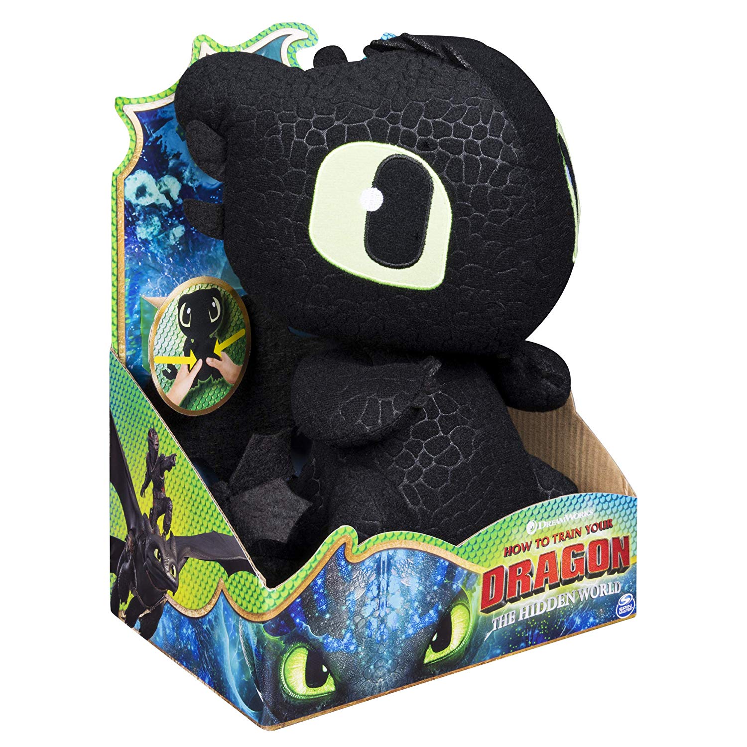 peluche toothless dreamworks dragons squeeze growl 25 cm negro con sonidos