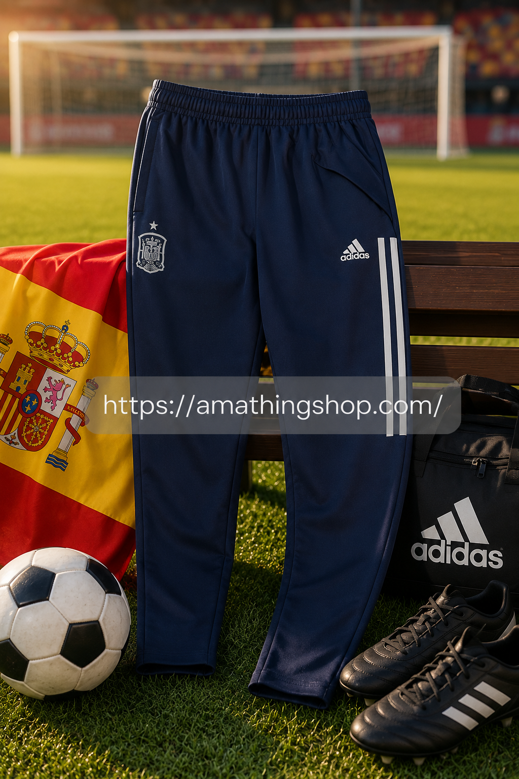 Pantalón Selección Española infantil Adidas azul marino oficial para fútbol y entrenamiento