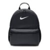 Mochila Nike Mini Brasilia negra unisex con diseño compacto y logo blanco, ideal para niños, adolescentes y uso diario ligero