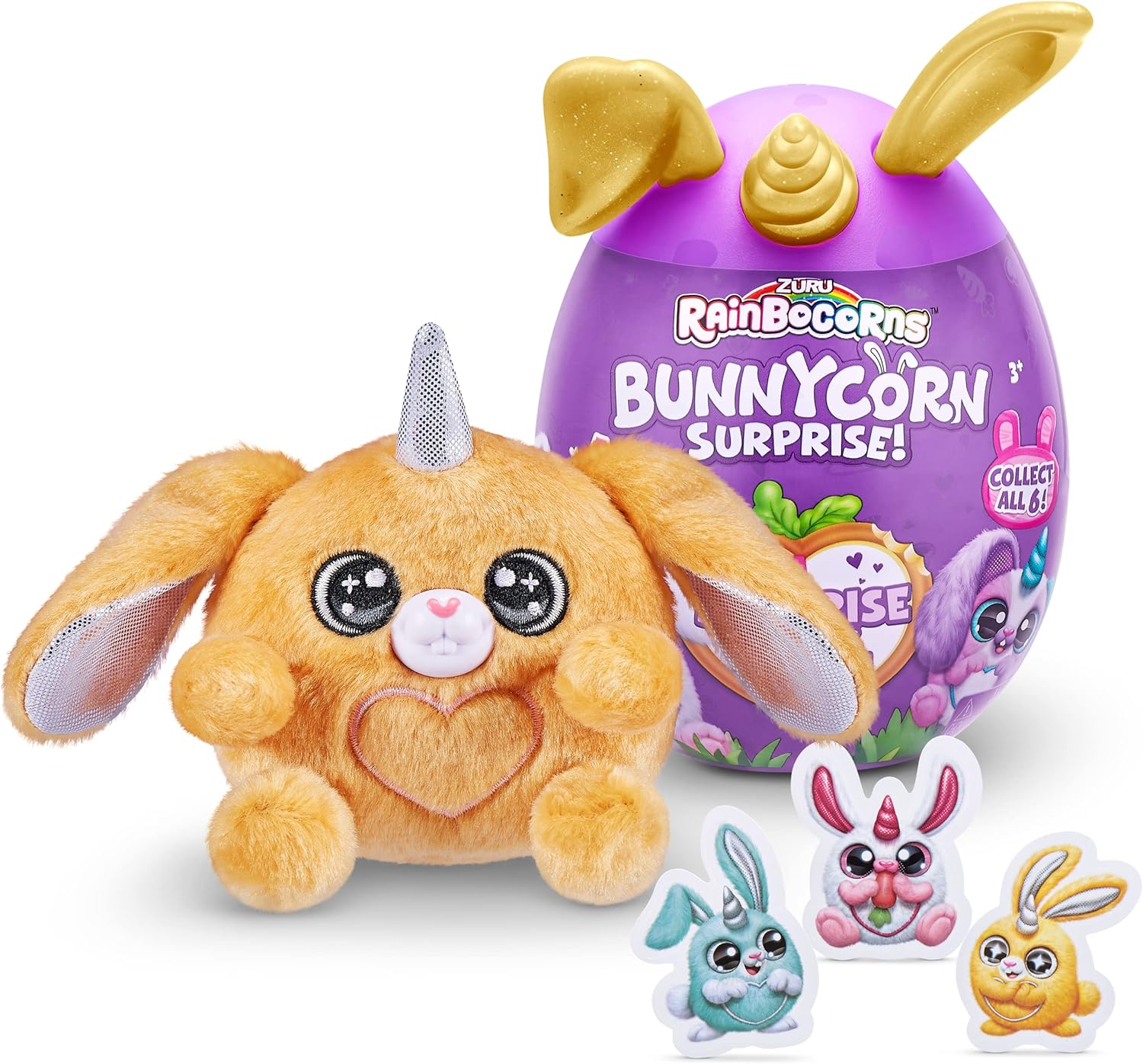 Huevo sorpresa Rainbocorns Bunnycorn Surprise Mini con peluche de conejito y cápsula decorada. Incluye figura Bunnycorn de peluche suave con sorpresas, modelo aleatorio para niñas a partir de 3 años.
