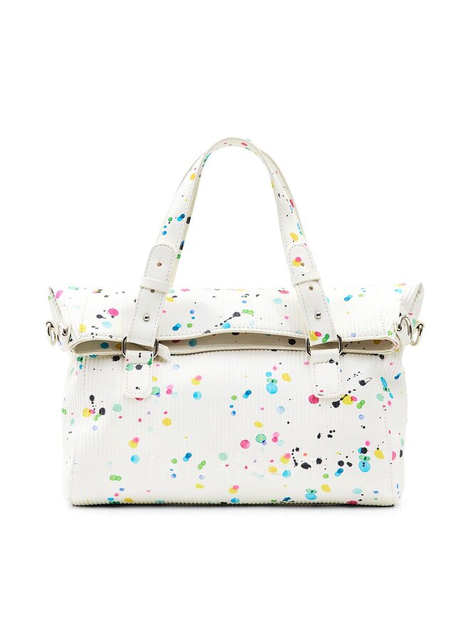Bolso Desigual Neon Art Loverty blanco mujer con gotas multicolor diseño creativo para uso diario trabajo y viaje
