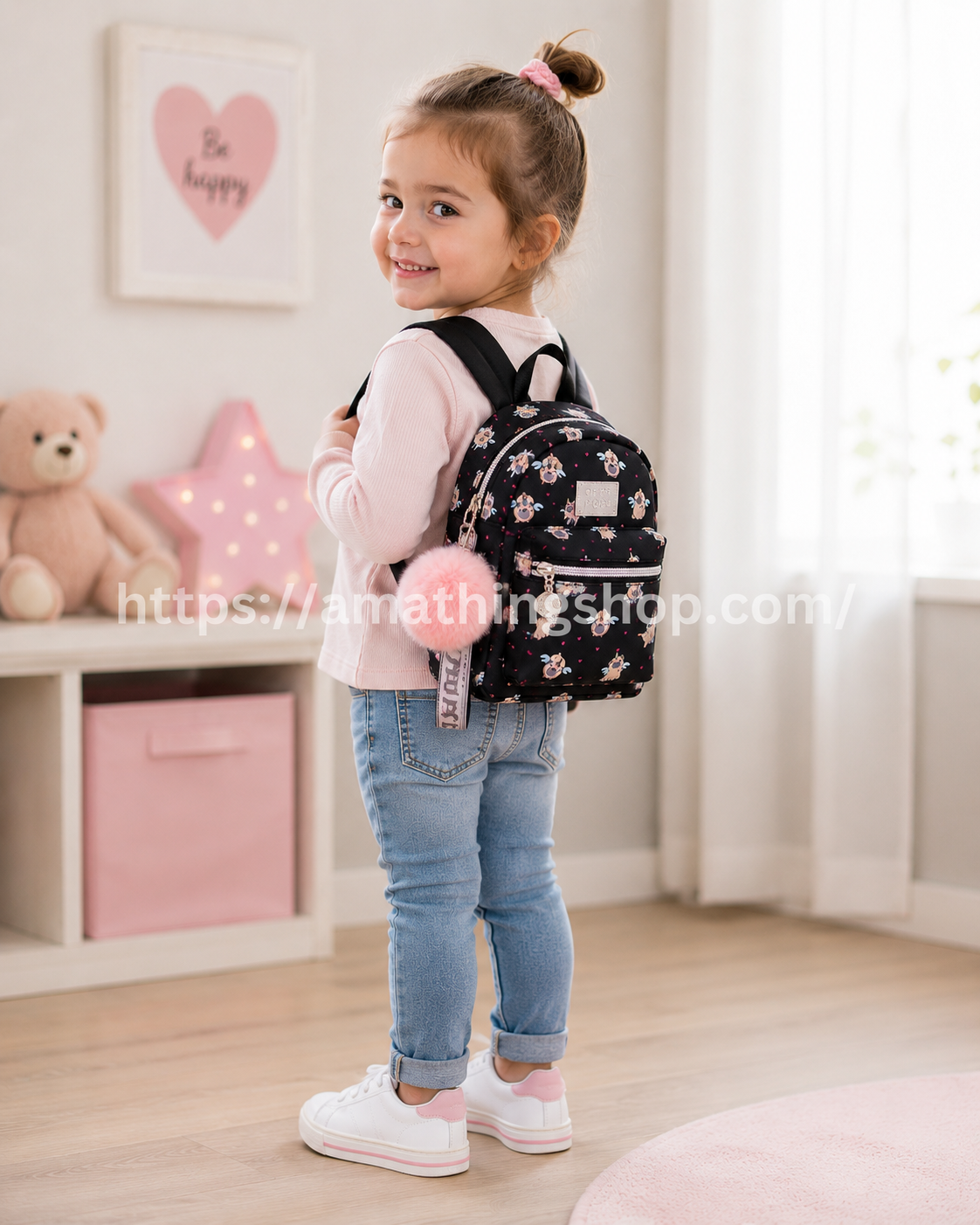Mochila Oh My Pop Pug niña pequeña 27 cm para guardería