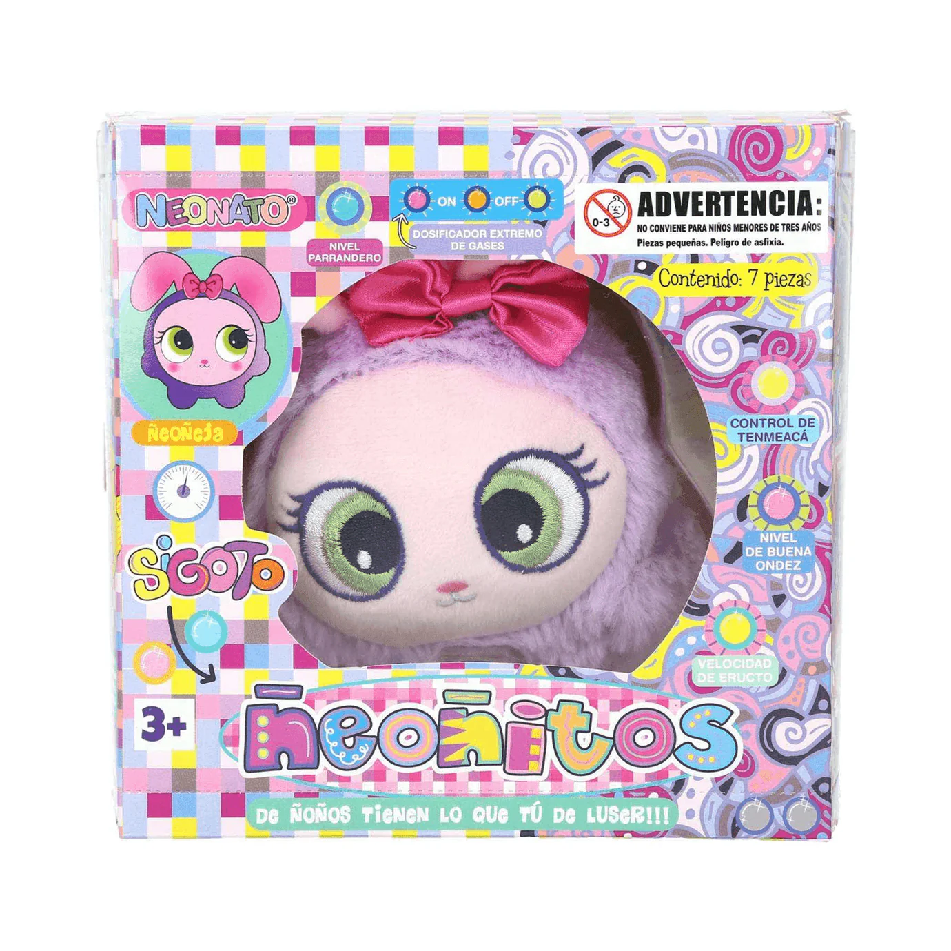 Muñecos distroller neonatos originales modelo Ñeoñeja coneja bebe interactiva rosa con pañal elástico de diario.
