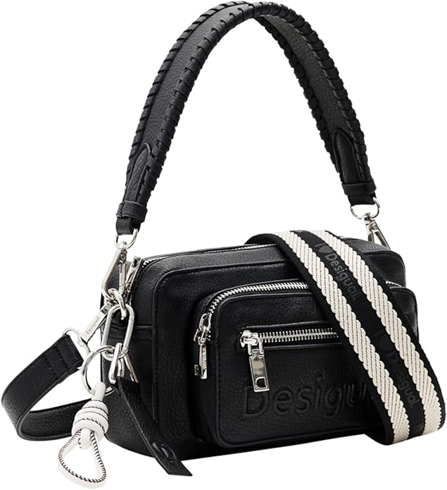 Bolso Desigual Half Logo 24 Cambridge negro bandolera mujer compacto